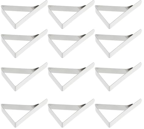 Cabilock Pinzas para Manteles de Acero Inoxidable Sujetamanteles Triangulares de 45 CM Alta Elasticidad Juego de 12 Piezas Ideales para Picnic Camping y Uso Mesas de Interior y