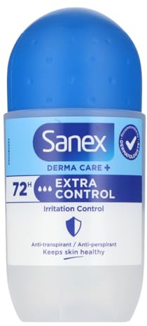 Sanex - Deodorante roll-on da donna Derma Care+ Extra Control, 72 ore, 53 ml