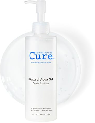 Cure by Toyo | Aqua Gel Gentle Exfoliator | Clear and Softer Skin | Non-Abrasive Face and Body Cleanser | Sensitive Skin | Big Size 8.82oz