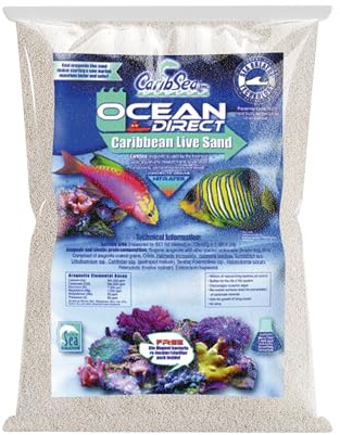 CaribSea Ocean Direct Natural Live Sand – 20 lb – Natural Aragonite Sand for Saltwater Aquariums – Sea Breathe Technology – Short Setup Time