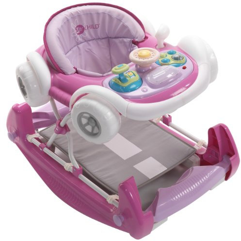 MyChild Coupe 2-in-1 Baby Walker Pink - Activity Centre Baby Walker - Easy compact fold Frame for Storage - 6 Months + Anti Fall Blocks for Extra Safety and 3 Height Adjustment