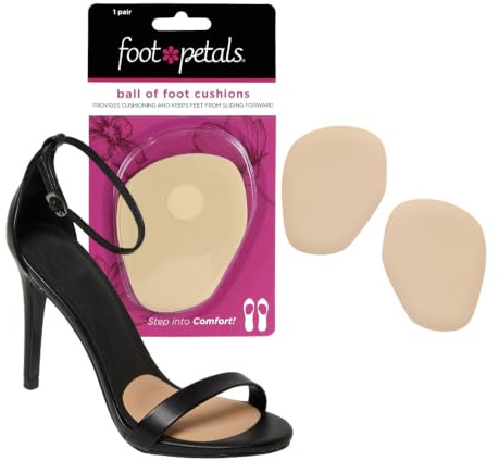 Foot Petals Ball of Foot Cushions, Metatarsal Pad, Lasting Comfort Relief, Prevent Toe Sliding, Overhang, Women's Heels, 1 Pair, Khaki