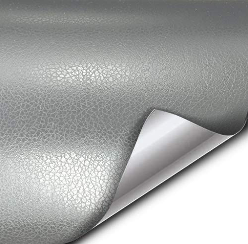 VViViD+ Fine Grain Silver Metallic Leather Soft Touch Vinyl Wrap Sheet Roll (1.5ft x 5ft)