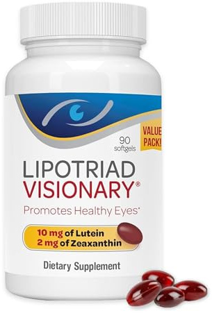 Lipotriad Visionary Eye Vitamins - 90 Capsules - Lutein and Zeaxanthin Supplements with Other AREDS2 Ingredients for Age-Related Vision Support
