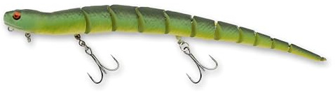 Savage Gear 3D Wake Snake Fishing Bait, 2 oz, Green Snake, Realistic Contours, Colors & Movement, Durable Construction, Versatile Rigging Options, Dual Treble Hook Configuration