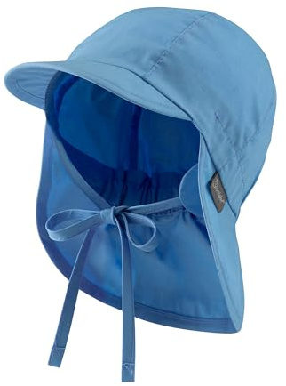 Sterntaler Schirmmütze Nacken Basic - Unisex Baby- und Kinder Mütze mit Nackenschutz - UV-Schutz 50+ Hut aus Popeline (Bio) - leichte Sommer Kopfbedeckung mit Gummiband - samtblau, Größe 47