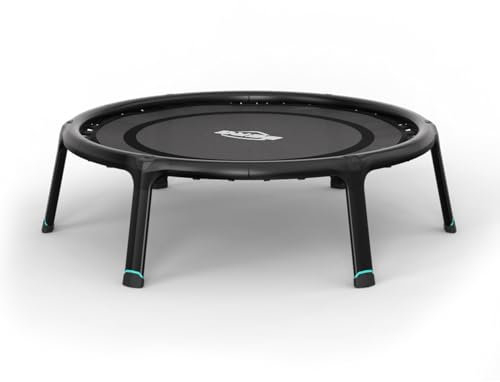BERG Fitnesstrampolin 110, Indoor Trampolin klappbar, Jumping Trampolin Fitness für Kraft, Cardio und Yoga, Belastbar bis 120 KG, Leichtes Magnesium Frame, Ø110 cm, Schwarz
