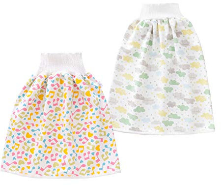 Happy Cherry - Jupe À Couches pour Bébé Nouveau-Né Jupe Urinaire Étanche À l'eau Pot Absorbant Entraînement en Pur Coton Lavable Imperméable Taille Haute Protecteur du Ventre Cartoon 0-12 Ans