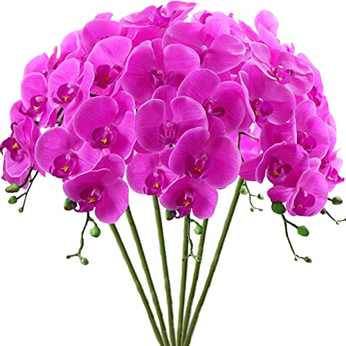 FagusHome 6 Piezas 80cm Flores Artificiales Orquídea Phalaenopsis Mariposa Artificiales Flores de Orquídea Flores de Phalaenopsis para Decoración
