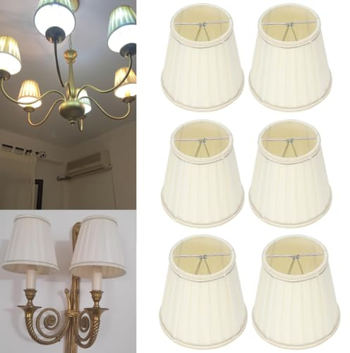 Tissting 6 Stück E14 Nachttisch Lampenschirms, Lampenschirm Beige Lampenschirme für Hängelampen Leinen E14 Lampenschirm Stoff Fass für Tischlampe Wandleuchte Stehlampe