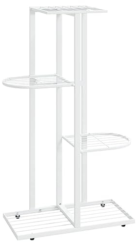 vidaXL Blumenständer 4-Etagen Blumentreppe Pflanzenständer Blumenregal Pflanzentreppe Pflanzregal Blumenbank 43x22x76cm Weiß Metall