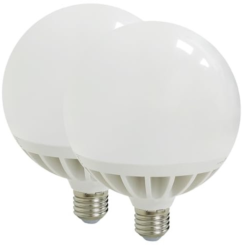 LED ATOMANT Pack 2x Bombilla LED E27 G120 Potentisima 25W. Color Blanco Calido (3000K). Globo de 2450 Lumenes. 330 Grados Apertura.
