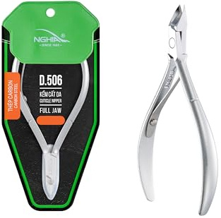 Premium Hard Steel Cuticle Nipper - D-506, Precision Nail Tech Nipper with Grey Plated Full Jaw and Single Spring
