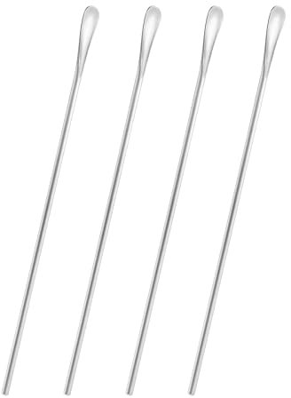 4 Stück 10-Zoll-Rührlöffel aus Edelstahl 304#. Der Löffel eignet Sich für Kaffee, Eistee, Milch, Cocktails, Saft, EIS. Wiederverwendbar. Spülmaschinenfest.