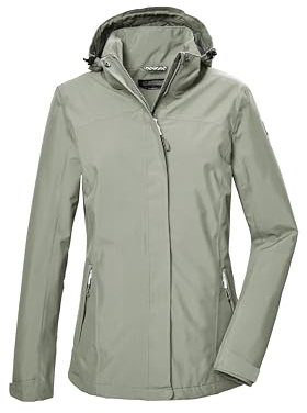 killtec Mujer Chaqueta funcional/chaqueta impermeable con capucha con cremallera KOS 26 WMN JCKT, helles salbei, 36, 42915-000