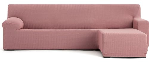ECOMMERC3 | Copridivano Chaiselongue Braccio corto destro super elastico bielastico - Copridivano Chaiselong colore rosa con schiume di fissaggio e gomme di regolazione valida destra o sinistra