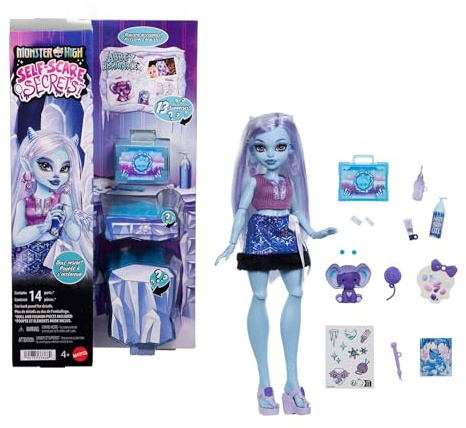 Monster High Self-Scare Secrets Abbey Bominable Doll and Accessories Set with 13 Realistic Surprises Like Henna, Painting and Crochet Crafts