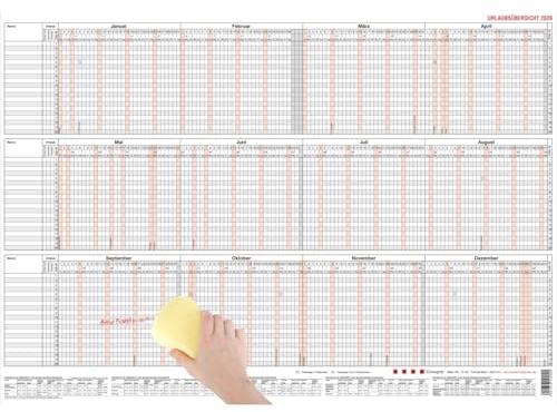 Urlaubsübersicht 60x42cm 20 Mitarbeiter mit Beschichtung 2026