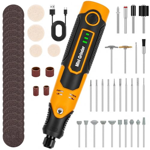 GRENTOOL Cordless Rotary Tool - 3.6V Mini Rotary Tool for Resin 3D Prints with 58 Attachments â Compact Sanding, Polishing & Drilling Kit for Cured Resin Models, Etching, Engraving, DIY Crafts