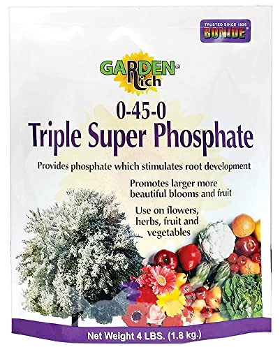 Bonide Garden Rich 0-45-0 Triple Super Phosphate, 4 lbs. Ready-to-Use Fertilizer for Indoors and Outdoors, Promotes Root Development