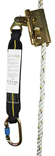 Irudek ROP-STOP 10 m - Anticaídas Deslizante con Cuerda Cobra 14 mm | Dispositivo de Acero con Bloqueo Automático | Montaje Rápido en Cualquier Tramo | EN 353-2 | EPI Trabajos en Altura