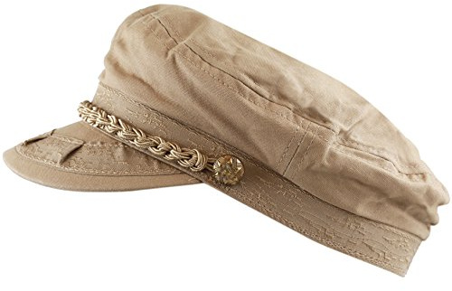 The Hat Depot Cotton Yachting Style Sailing Greek Fisherman Cap hat (S/M, Khaki)