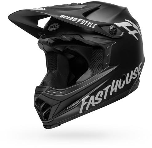 BELL Full-9 Fusion MIPS Lightweight Fiberglass Shell Adult Full Face MTB Downhill BMX Helmet - Fasthouse Matte Black/White, Medium (55-57 cm)