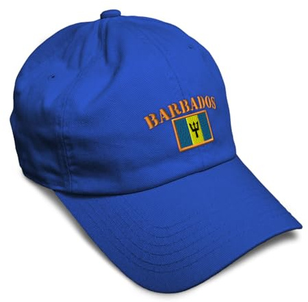 Speedy Pros Soft Baseball Hat Embroidered Dad Hat Barbados Flag Barbadian Baja Creole Men & Ladies Baseball Cap Cotton Royal Blue Design Only