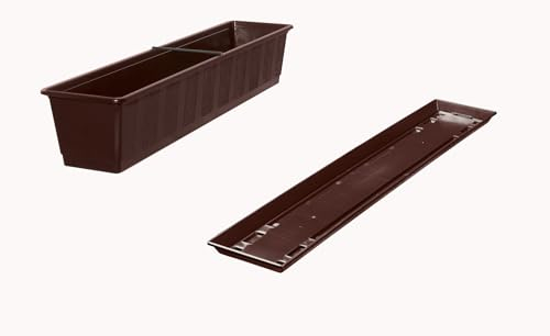Fuchs seit 1895 Balkonkasten Standard mit passendem Untersetzer, Farben:braun, Länge:100 cm