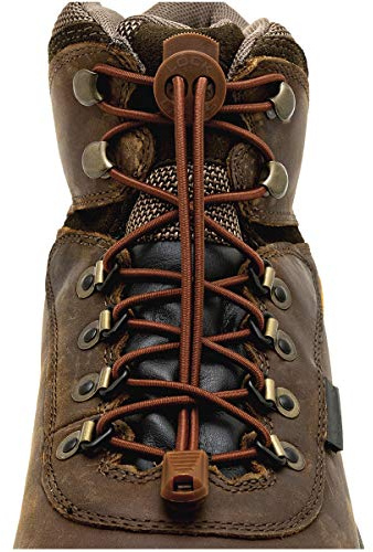 Lock Laces (1 Pair Premium Heavy Duty Elastic No Tie Laces for Boots, Sneakers and Shoes (Brown)