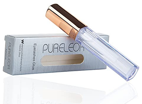 PURELEOR Clear Lash Glue Waterproof Latex Free Eyelash Glue for Sensitive Eye Strong Hold False Eyelashes Adhesive Strip Lashes Fast Drying Lash Glue 10ml 0.35oz