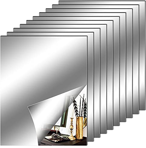 Fantasyon 10 Stück Spiegelfliesen Selbstklebend Spiegel Wandaufkleber, Wandbehandlungen Aufkleber Wandspiegel Spiegel Wanddekoration Wandspiegel Klebespiegel Dekoration (20 * 25)