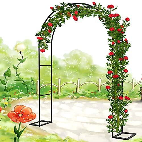 LYAH Arco in Metallo, Sostegno per Piante Rampicanti, Decorazione Giardino, Nero, Semicircolare, 160x220x40CM