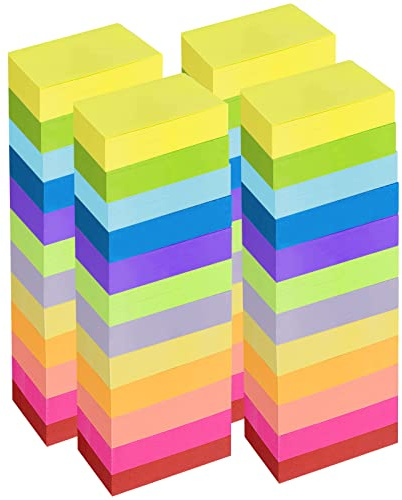 Colour Sticky Notes, 1800 Sheets Self-Stick Note Pads, Stationary Self-Stick Note Pad for School Office Memo Student Gifts 76x25mm 12 Colors