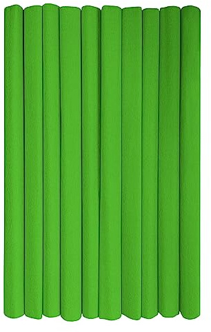 Interdruk – Crêpepapper Rullar för Barns DIY och Dekorationer - Paket med 10 rullar (50 cm x 200 cm, 28 g/m2) – 22 ljusgrön