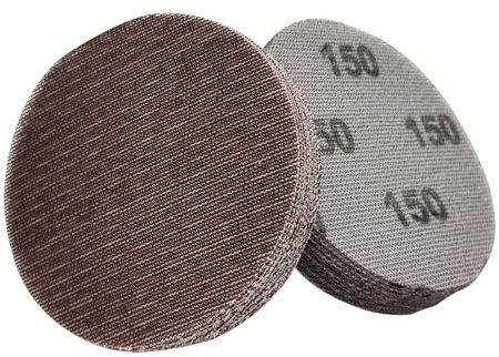 Lot de 20 disques abrasifs en maille Velcro - 125 mm - Grain 150 - Sans poussière - Utilisation humide et sèche pour bois, spatule, peinture, plastique et métal