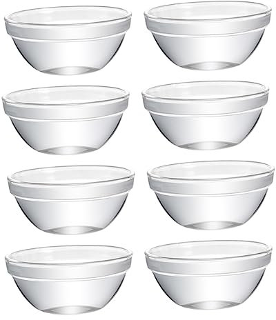 Garneck Tazones De Vidrio Para Pudín y Gelatina 8piezas Cuencos Transparentes Multifuncionales Fácil Limpieza Utensilios De Cocina Para Postres