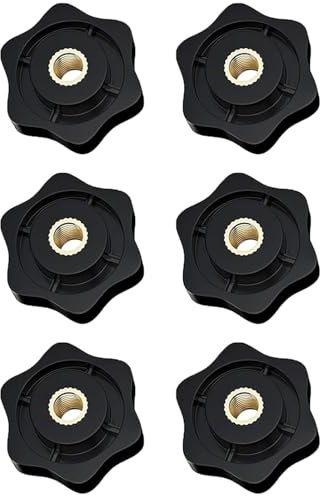 6-Piece M6 Wing Nut Set - 32mm Brass & Plastic Star Nuts for Machinery, Furniture & Fitness Equipment (10.5×5.5×16mm)