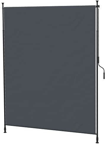 Outsunny Store Vertical avec manivelle sans perçage Brise-Vue de Balcon Cadre en Aluminium Protection UV pour terrasse, Balcon, 200 x 305 cm Gris