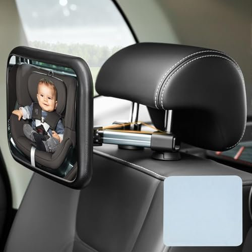 BBWELL Specchietto Retrovisore Bambini,100% Infrangibile,Rotazione 360°Specchietto Retrovisore Auto,Stabilità Gancio Triangolo,175°Visione Chiara Specchio Auto Neonato Sedile Posteriore