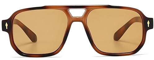 DEWEST Occhiali da sole Vintage Pilota doppio ponte quadrati oversize stile anni '70 per uomini e donne, UV400 moda per guida, viaggi e attività all'aperto