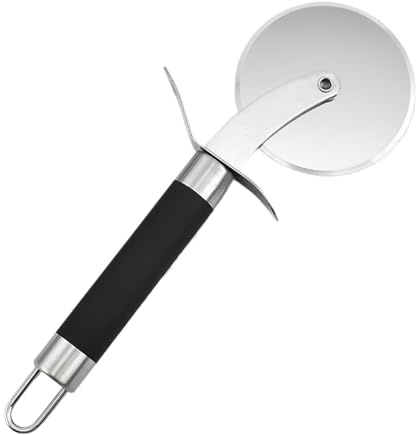 Cortador de pizza profesional con rueda de corte afilada | Utensilio de cocina ergonómico para cortar con precisión pizza, pan, masa y pasteles. Accesorio duradero para cocina, panadería y restaurante