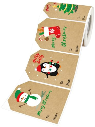 Jul Etiketter Jul Tecknad Serie 250-delar Avtagbar | Förpackningspapper Namnlappar Och Etiketter Rulle för Kuvert Låda Förpackning Familj Arbetskamrat Födelsedag Helgdag
