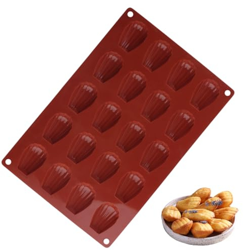 OPVYAEU Moule a Madeleine, 20 Cavités Petits Moule Madeleine Silicone Antiadhésifs pour Mousse Chocolat Muffin Pudding（Noir）
