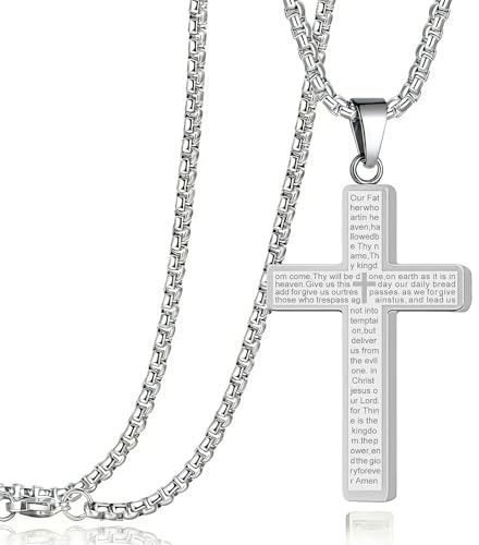 ZhouWei Krucifix halsband herr och dam, 60 cm kors halsband herr rostfritt stål klassiska långa halsband dam med korshänge, smycken present till födelsedag jul årsdag