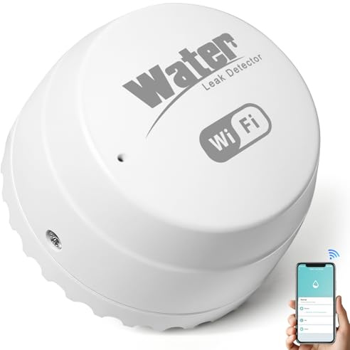 WLAN-vattenlarm, vattenlarm med Tuya-app, smart vattensensor 0,3 mm detektering, vattenläckdetektor för källare, badrum, tvättstuga, kök, garage och vindar, (endast 2,4 GHz)