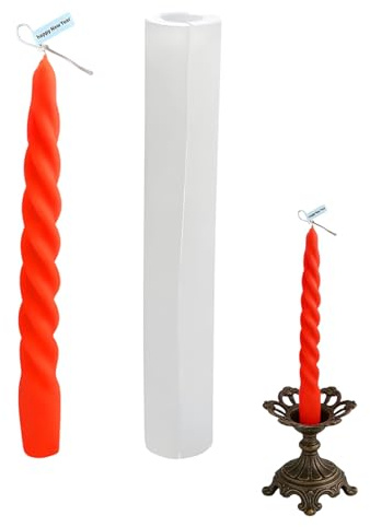 3D Twisted Taper Silicone Candle Molding for Scented Candles, Handmade Soap, Diffuser Stones, Plaster Art Projects, Flexible Reusable Resin Casting Tool, 7.95 x 1.26 x 1.26 in