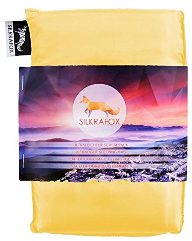 Silkrafox - ultraleichter Schlafsack, Hüttenschlafsack, Inlett, Sommerschlafsack, Kunst- Seidenschlafsack, gelb