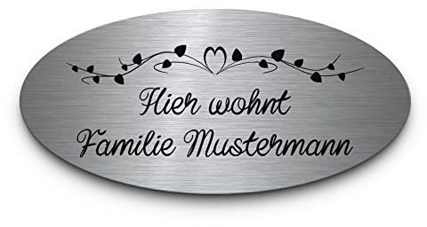 Edelstahl Namenschilder mit Gravur | Briefkasten Haustür o. Hausnummer Schild - Türschild selbst gestalten | Briefkastenschild Klingelschild personalisiert - Haus Schild selbstklebend o. Bohrung