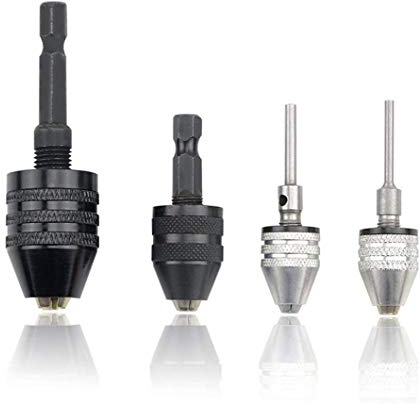 TOVOT 4 Stück Bohrfutter Set Bohrfutter Adapter 1/4 Sechskantschäfte und 1/8 1/16 Rundschäfte